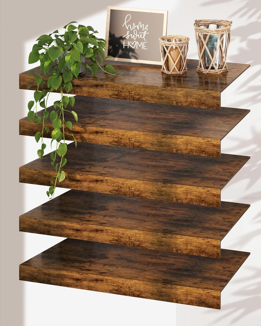 Wire Rack Covers for Shelves  Engineered Wood Shelf Covers for Wire Shelving, Rustic Farmhouse Style for Pantry, Closet & Utility (5 Pack, 38" W  16" D)