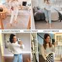 Doshoop Women's Crochet Crewneck Lightweight Hollow Out Long Sleeve Sexy Knit Sweater, 
