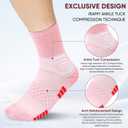 Womens Cotton Crew Compression Socks 5 Pairs Breathable Skin-Friendly with Targeted Ankle Support & Dry-Fit (M)