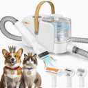 2.0L Dog Grooming Kit, Pet Grooming Kit & Vacuum Suction 99% Pet Hair Groomer, Professional Slicker Brush with 4 Proven Grooming Tools for Dogs Cats, Quiet Pet Vacuum Groomer (Whtie)