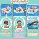 Mambobaby Float with Canopy and Tail New Upgraded Non-Inflatable Baby Pool Float Mambo Float Swim Trainer Solid Infant Swim Float Adjustable Pearl Foam Baby Swim Ring