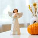 Hand-Painted Resin Angel Holding Cat Memorial Figurine - 5.8-Inch Sympathy Gift for Pet Loss, Comforting Remembrance Keepsake for Cat Lovers & Cat Moms, Healing Tribute to Cherished Companions