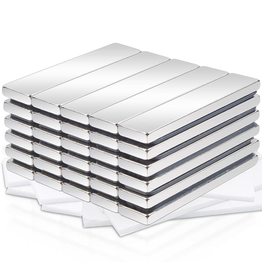 30 pcs Strong Rare Earth Magnets Bar, Rectangular Neodymium Magnets Heavy Duty for Crafts, Refrigerator Kitchen Cruise Tool Storage Industrial, 40x10x3 mm