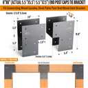 4 Pack Heavy Duty 6x6 (Actual 5.5"x5.5") Stainless Steel End Post Caps Tie Bracket , Fit Connecting Wood Gazebo, Deck Patio Post and Wood Beams Bracket (Dark Gray)