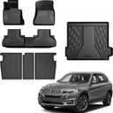 Floor Mats & Cargo Liner & Backrest Mat Compatible with BMW X5 2014-2018: All Weather Floor Mat X5 TPE Accessories Trunk Mat Back Seat Cover Protector Full Set