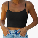 REORIA Women's Sexy Adjustable Spaghetti Strap Double Lined Seamless Camisole Tank Yoga Basic Crop Tops Size L