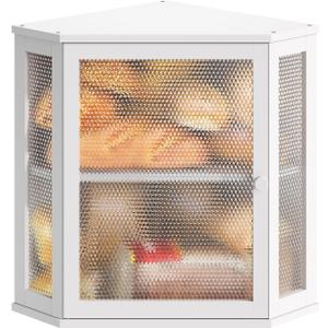 STDDRE Corner Bread Box Kitchen Countertop Extra Large Capacity Farmhouse Bread Box, Corner Countertop Storage, Double Layer Bread Holder (White, Extra Large) (12.6" x 12.6" x 16.5")