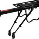 Flexzion Bike Rear Rack Mount - Bicycle Back Seat Pannier Luggage Backpack Cargo Basket Carrier Rack Adjustable Aluminum Alloy for Road MTB Mountain Folding Bike with Red Reflector 110Lb Capacity