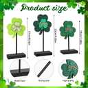 3 Pcs St. Patrick's Day Wooden Tabletop Large Shamrock Table Centerpiece Lucky Decor Shamrock Tall Freestanding Wood Block for Irish Tiered Tray Home Desk Office Party Decoration (A)