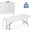 Sweetcrispy 6 FT Folding Picnic Table Easy to Fold and Store, Foldable Table for Camping Picnic Dining Party Kitchen Outdoor Indoor with Carrying Handle