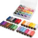 50 Pcs 25Color Sewing Machine Thread & Prewound Bobbins Size A, 500 Yard Thread for Sewing Machine, Sewing Threads for Sewing Machine Hand DIY Beginners, Stitching, Home