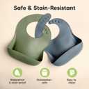 KeaBabies 2-Pack Silicone Bibs for Babies, Toddlers Girl, Boy Sturdy Food-Grade Baby Bibs for Eating, Large Food Catcher, Clean & Put On Easily, Waterproof Toddler Feeding Essentials (Slate)