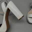 Ankis Platform Heels for Women 4 Inches Chunky Heels Sandals for Women Comfy Open Toe Block Heeled Sandals Nude White Silver Gold Black Ankle Strappy Heels (White) 7.5