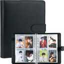A5 Kpop Photocard Binder, 6 Ring Binder Album with 200 Card Slots, PU Leather Binder Cover with Magnetic Buckle Closure for Organizing Trading Cards (Black)