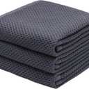 Mia'sDream Grey Kitchen Towels Set, Cotton Dish Towels for Kitchen Washing Dishes, Soft and Absorbent Kitchen Hand Towels Tea Towels, 13inch x 28inch 3 Pack (Dark Gray)