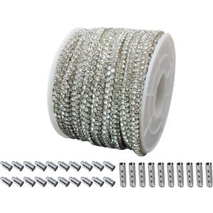 PAMIR TONG Rhinestone Glitter Rope 6 yards 0.17'' Bling Shoe Laces String Shine Cords for Shoes, Jewerlry Making DIY (Silver#357-01)