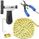 Bike Chain Kit for E-Bike(HUB Motor), High Tensile 6/7/8 Speed 126 Links 1/2x3/32 Alloy Steel Bicycle Chain with Quick Buckle, Link Plier, Chain Breaker, 2216 Lbs for Road MTB Gold