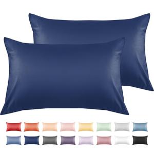 Warmstar 100% Cotton Toddler Pillowcase Set of 2, 600 Thread Count 13x18 Toddler Pillowcases Soft & Breathable, Cotton Travel Pillow Case Cover 13"x 18" with Envelope Closure,Navy Blue