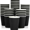 JollyPack 60 Pack 12 oz Paper Coffee Cups, Black Disposable Beverage Cups with Insulated Ripple Wall for Coffee, Tea, and Hot Chocolate