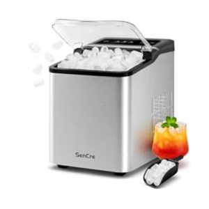 Ice Makers Countertop, 26.5Lbs/24H Ice Machine with 2 Sizes Bullet Ice, 9 Ice Cubes Release in 6 Mins, Self-Cleaning Portable Ice Maker with Ice Scoop and Basket for Home Kitchen Office Bar RV