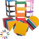 Strictly Briks Compatible with Lego Classic Stackable Baseplates, Building Bricks Set for Towers, Half Circle, Triangle & Square, Rainbow Colors, 36 Base Plates & 60 Stackers, 6x6 Inches No Details