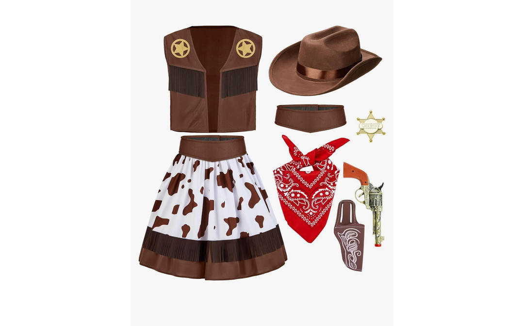 Spooktacular Creations Halloween Cowgirl Costume for Girls, Kids Western Costume, Cowgirl Outfit with Hat for Toddler Cosplay XL
