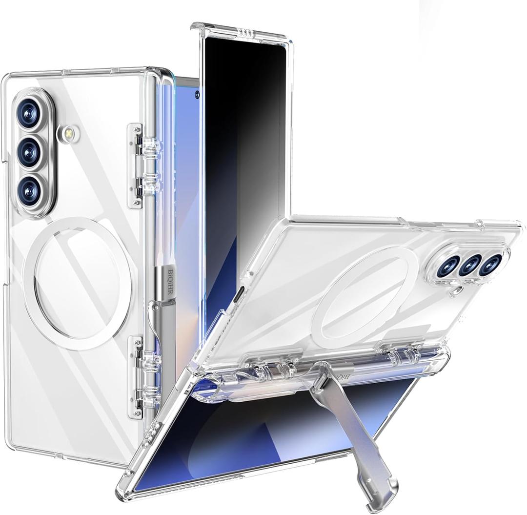 for Samsung Galaxy Z Fold7 Case, [Compatible with Magsafe], [Invisible Kickstand & Privacy Screen Protector], Anti-Yellowing Protective Phone Case for Samsung Galaxy Z Fold 7, Clear