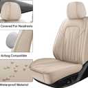 Car Seat Covers Full Set,5 Seat Leather Seat Covers for Cars,Beige Front Seats and Back Seat Cover,Waterproof Car Seat Cushion Protectors,Universal Fit for Most Cars SUV Trucks