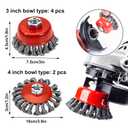 6 Pack Wire Wheel Brush for 4-1/2" Angle Grinder, 5/8" Threaded Arbor, 0.02" Carbon Steel Twisted Wire Brush for Rust Removal, Weld Cleaning