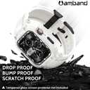 amBand Bands Compatible with Apple Watch 9/8/7 45mm, M1 Sport Series Rugged Case with TPU Strap Military Protective Tough Cover Bumper for iWatch SE3/SE2/SE/6/5/4 44mm Men White