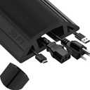MYFAMIREA 30FT Floor Cord Cover Heavy Duty Cable Cover Protector with 3 Channels Extension PVC Floor Wire Cover Outdoor Cord Hider Management Cover for Wire on Floor for Home Office Outdoor, Black