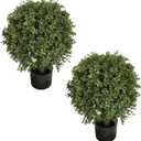 20'' Artificial Boxwood Ball Topiary Tree Set of 2 Porch Outdoor Potted Shrubs
