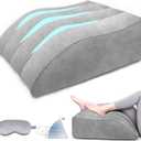 Inflatable Leg Elevating Pillow for Traveling - Leg Pillow Elevation with Eye Mask,Inflatable Leg Pillow for Swelling,Circulation,Pain Relief,Bolster Pillow Support for Ankle Recovery,Foot,Knee,Gray