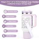 Metal Cup Holder with Strap for Stanley Cup 40 oz, Water Bottle Carrier Bag for Stanley Cup AccessoriesSports Water Bottle Accessories(White)