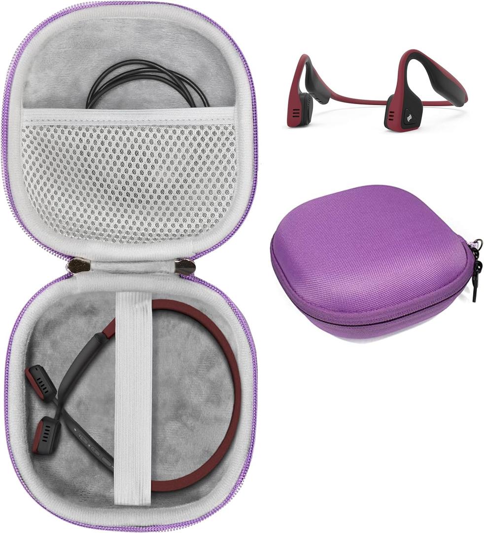 CaseSack Bone Conduction Headphone Case for Aftershokz Aeropex Trekz, Trekz Mini, Trekz Air, Bluez 2, 2S, KSCAT, Sades, DIGICare, allmity, Shokz openrun, openrun pro/Mini, openmove (Purple)