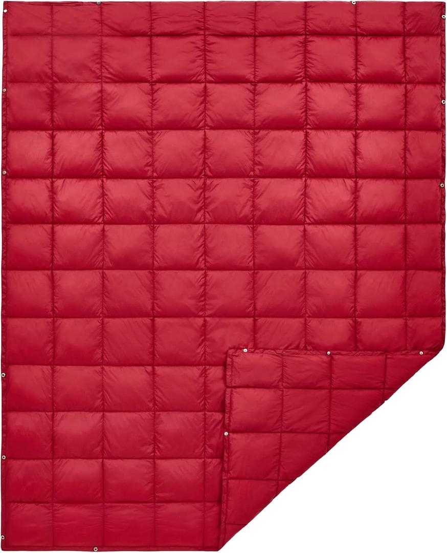 KingCamp Ultralight Camping Blanket, Packable Down Alternative Puffy Wearable Blankets Weatherproof Warm Package Quilt with Snap Buttons for Outdoor Hiking Travel Picnic Stadium (69"L x 53"W CRIMSON) (Z - Red)