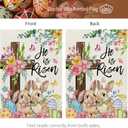 3 x CROWNED BEAUTY Easter Garden Flag He is Risen Cross Bunnies 12x18 Inch Double Sided Floral Holiday Decoration for Outdoor Lawn Yard