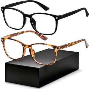 Eyewear Frames for Men - Blue Light Blocking Square Glasses, Anti UV Ray Computer Gaming, Blue Blockers for Women, Black & Tortoise