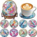 Sitsink Hummingbird Diamond Art Coasters - 8 Pcs DIY Hummingbird Birds Flower Diamond Painting Coasters Kits with Holder for Adults Beginners Birds Lover Gift Crafts Supplies