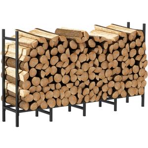 5.3ft Outdoor Indoor Firewood Rack Holder for Fireplace Wood Storage, Adjustable Fire Log Stacker Stand, Heavy Duty Logs Stand Stacker Holder for Fireplace Metal Lumber Storage Carrier Organizer