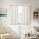 48 Inch Boho Linen Curtains for Cafe Kitchen Bedroom Bathroom Rod Pocket Semi Sheer Light Filtering Privacy Window Treatments Neutral Drapes for Small Window 2 Panels W34xL48