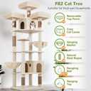 Globlazer Cat Trees and Towers for Multiple Adult Cats, 82-inch XXL Tall Cat Tree Tower for Indoor Cats with Scratching Post, 3 Perches, 2 Condos, 2 Hanging Baskets, F82, Beige