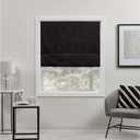 Exclusive Home Curtains Acadia 100% Blackout Polyester Roman Shade, 34"x64", Black
