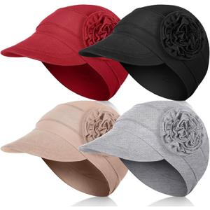 JenPen 4 Pcs Soft Chemo Cancer Hats for Women Breathable Bamboo Baseball Cap Slouch Viscose Hat for Hair Loss Cancer Headwear (Khaki,red,gray,black) JenPen 4 Pcs Soft Chemo Cancer Hats for Women Breathable Bamboo Baseball Cap Slouch Viscose Hat for Hair Loss Cancer Headwear (Khaki,red,gray,black)