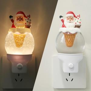Christmas Night Light Plug into Wall Swirling Glitter USB Portable Christmas Decorative Night Light Decoration for Kids Adults Bedroom Kitchen Living Room Holiday Decor (Santa Cookie Cones)