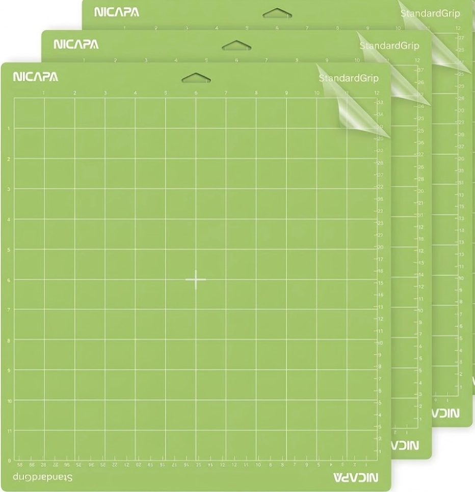 Standard Grip Cutting Mat for Cricut Maker 3/Maker/Explore 3/Air 2/Air/One (12x12 inch,3pack) Adhesive&Sticky Non-Slip Flexible Square Gridded Cut Mats Replacement Accessories Mats Vinyl Craft