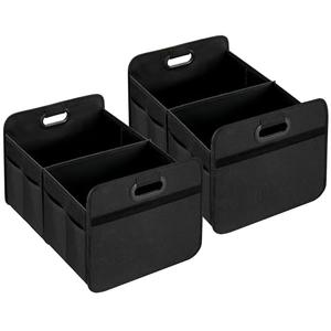 Simple Deluxe Car Trunk Organizer, 2 Compartments Suv Trunk Storage Organizer with Large Capacity Waterproof Collapsible Anti-slip Design, for Car Suv/Jeep/Sedan, Standard Size, Black, 2 Pack