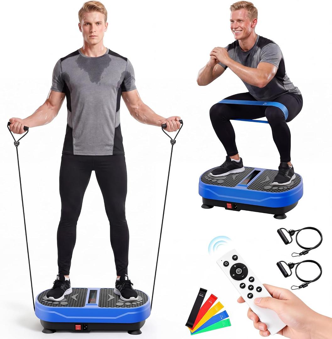 Vibration Plate Exercise Machine: 999 Speed Levels Vibrating Plate for Lymphatic Drainage Weight Loss Fat Burner 450 Lbs Whole Body Shake Plate with Resistance Bands for Gym Home Office