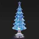 Roman, 13.5" H Lighted Swirl 6-Tier Christmas Tree with Silver Base, Confetti Lite Holiday Decoration, USB Powered Glitter Swirl Tabletop Tree with LED Lights