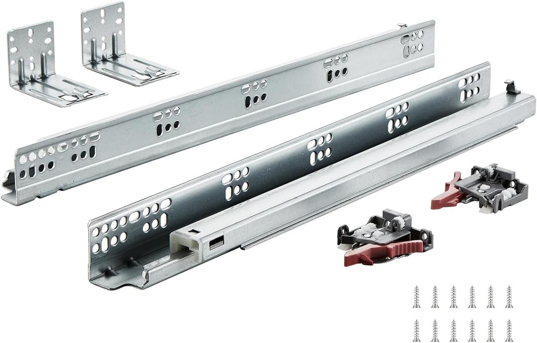 VEVOR Bottom Mount Drawer Slides 6 Pairs 18 Inch, Heavy Duty Ball Bearing Soft Close Full Extension Steel Tracks, Noiseless Guide Glides for Cabinet Kitchen Drawers with Locking, 100 Lbs Capacity